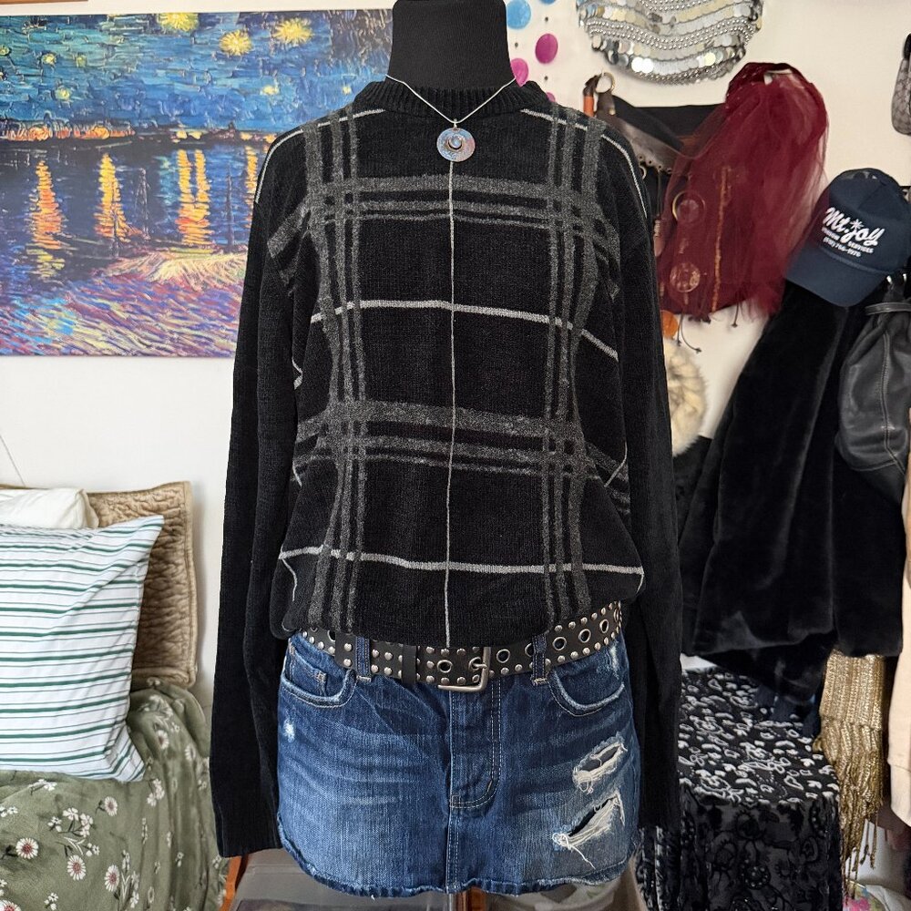 Dockers Vintage Chenille Plaid Knit Sweater Wool Blend Men's M